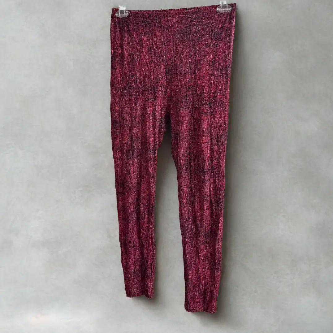 Red Textured Pants