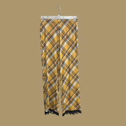NEW LOOK®: Plaid Pants with Lace Trim