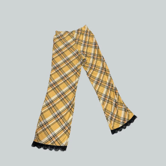 NEW LOOK®: Plaid Pants with Lace Trim