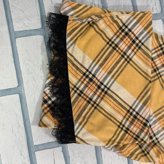 NEW LOOK®: Plaid Pants with Lace Trim