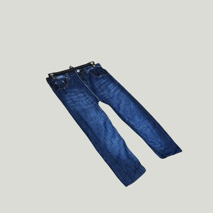 Blue Striped Denim-Look Pants