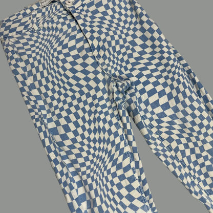 Bershka® Blue & White Checkered High-Rise Pants