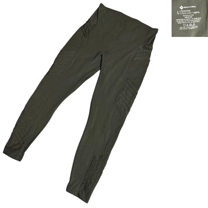 Olive Moto Style Performance Leggings(L)