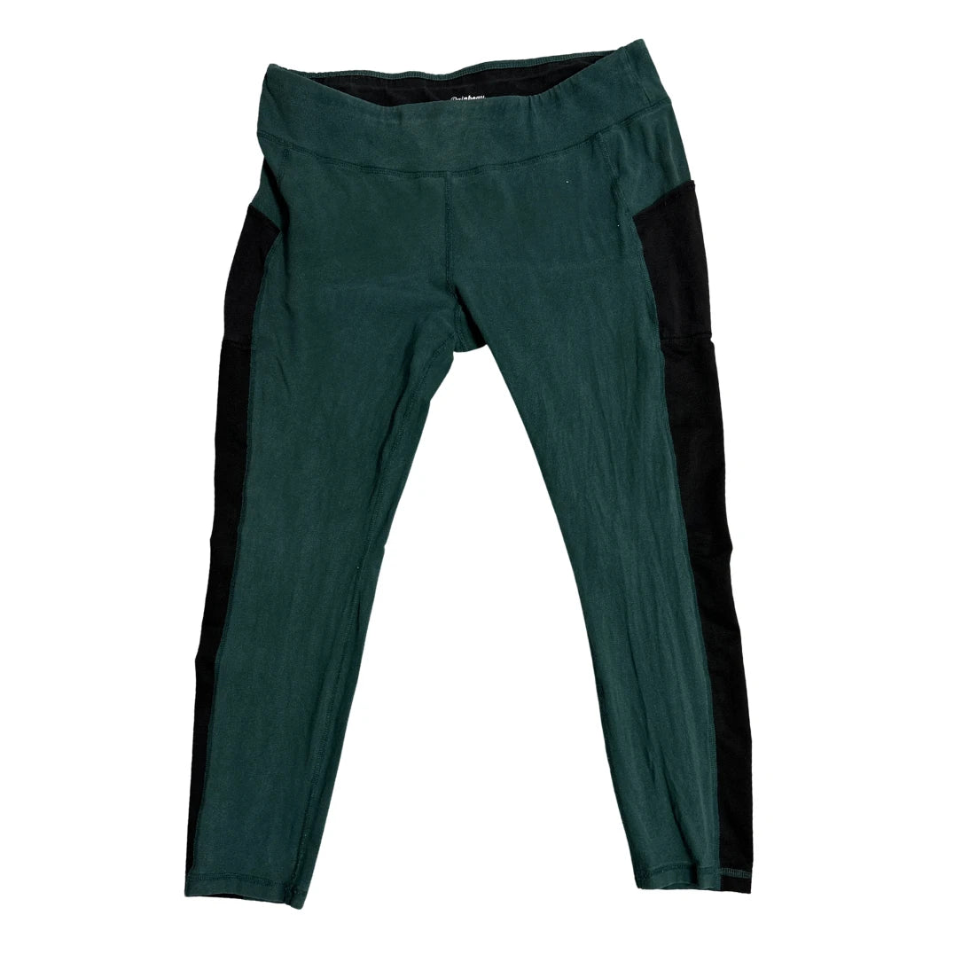 Forest Green and Black Panel Active Leggings(L)