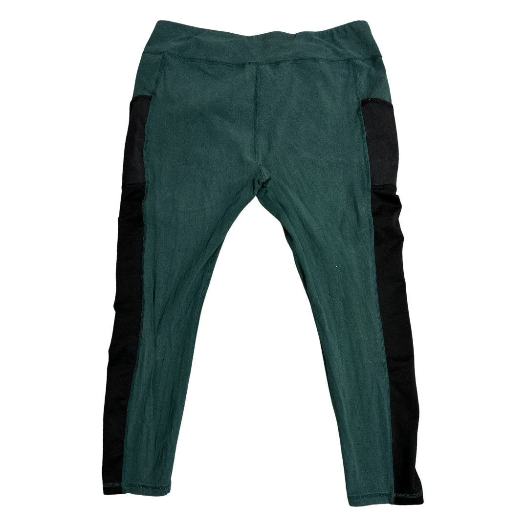 Forest Green and Black Panel Active Leggings(L)