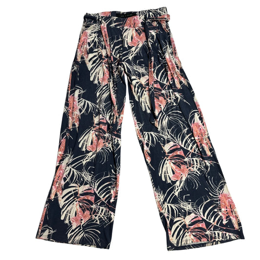 Next® Tropical Print Wide-Leg Belted Trousers