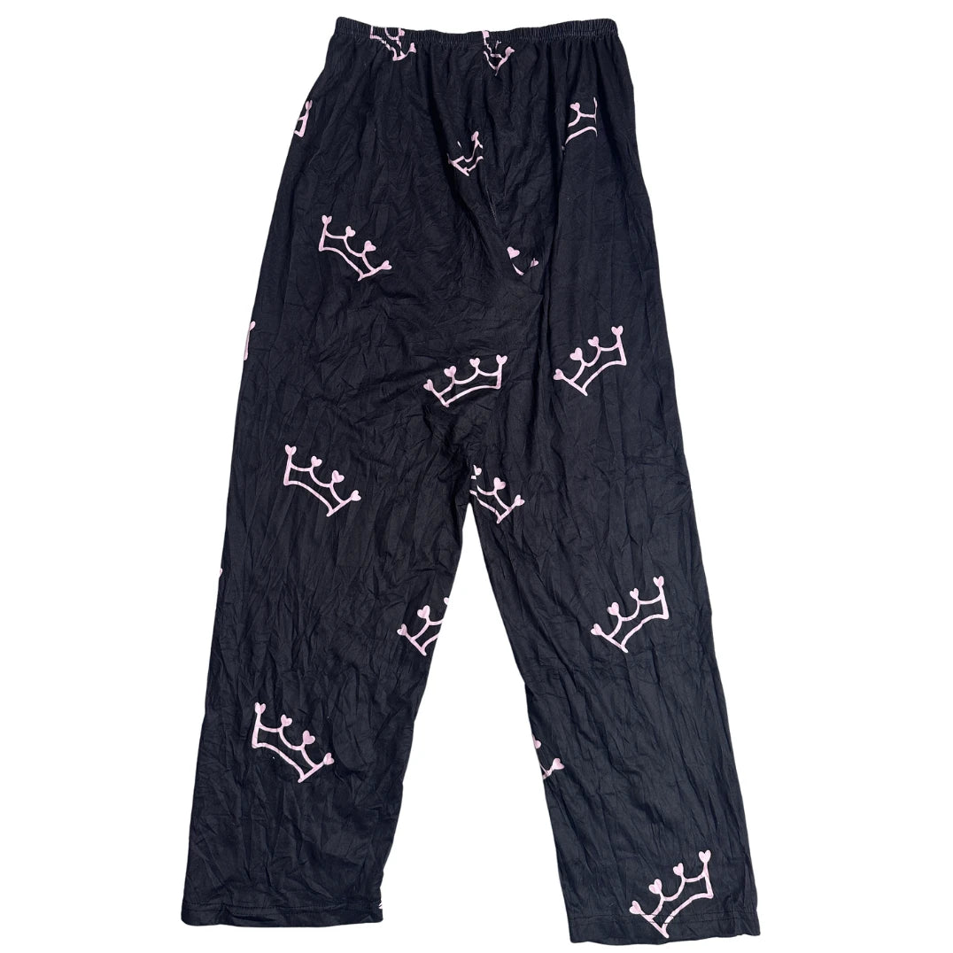 Black Crown Print Lounge Pajama Pants 👑🖤(L)