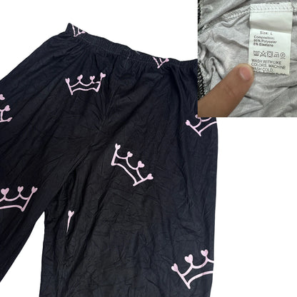 Black Crown Print Lounge Pajama Pants 👑🖤(L)