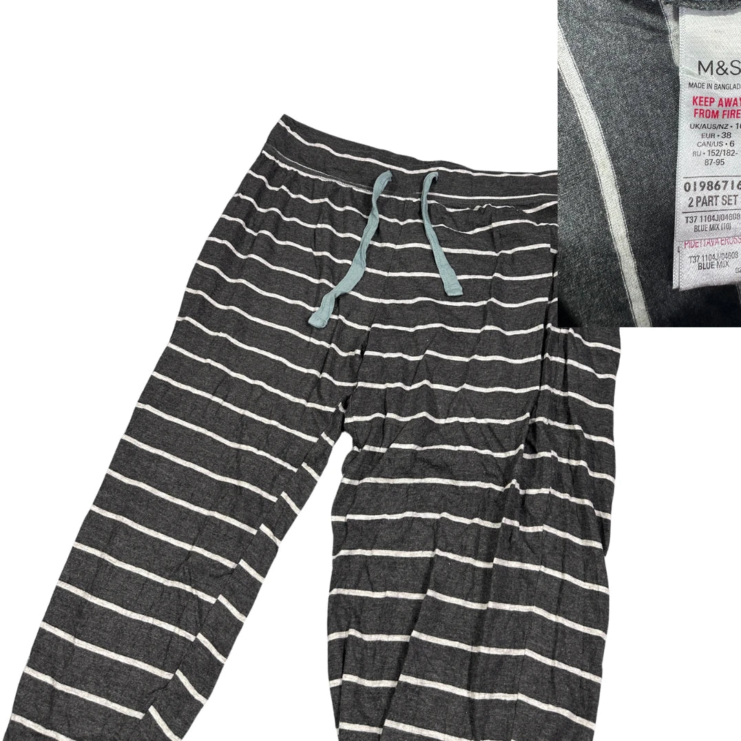 M&S® Charcoal Striped Lounge Pajama Bottom(M)