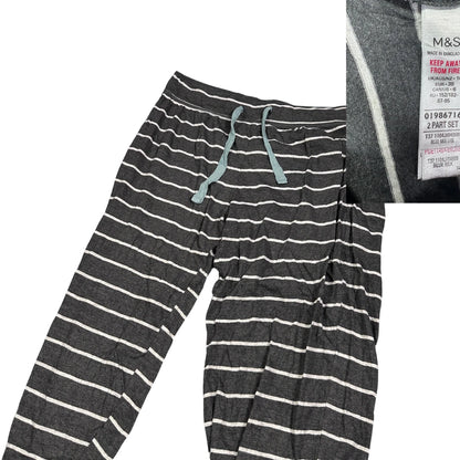 M&S® Charcoal Striped Lounge Pajama Bottom(M)