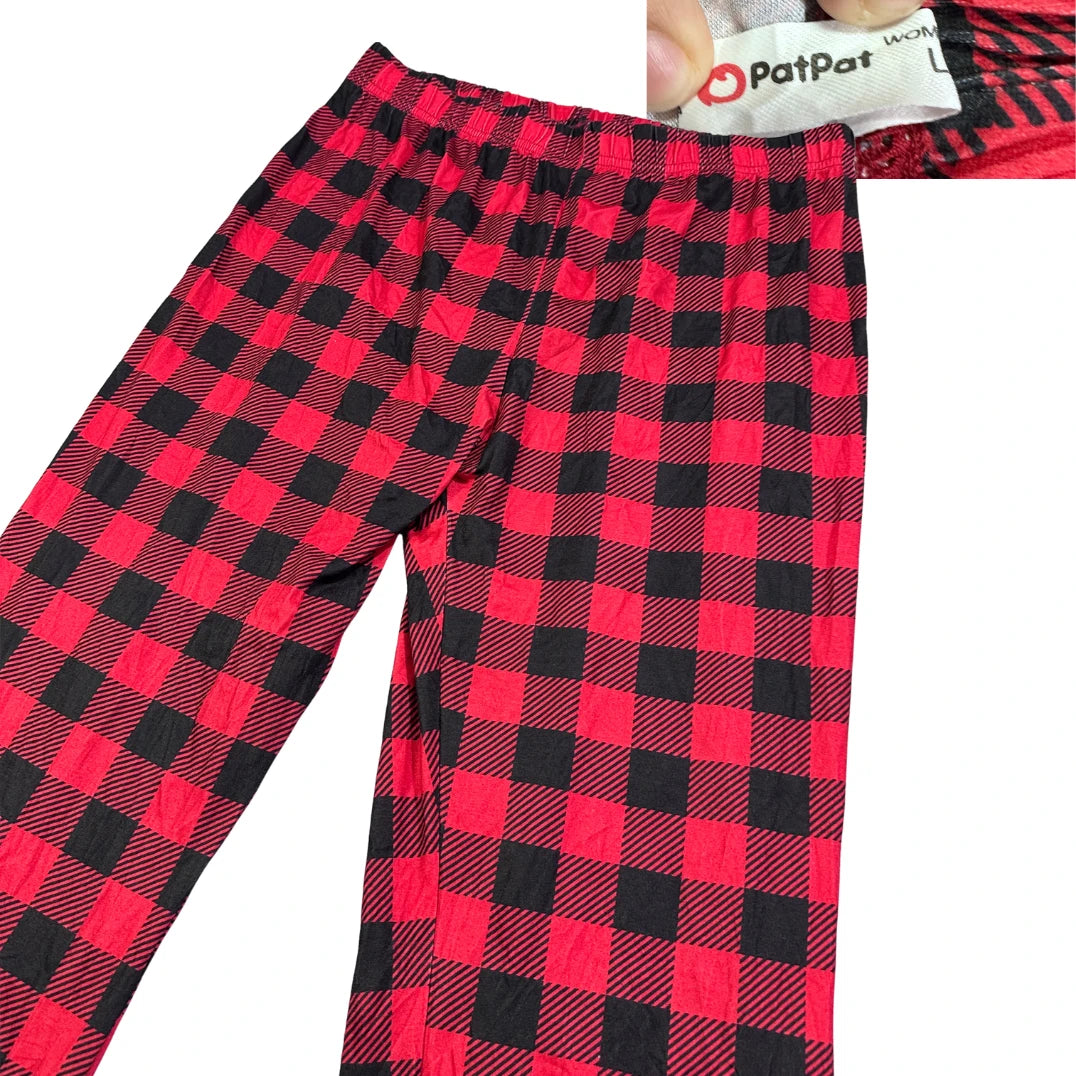 PatPat® Red Black Check Wide Leg Lounge Pants