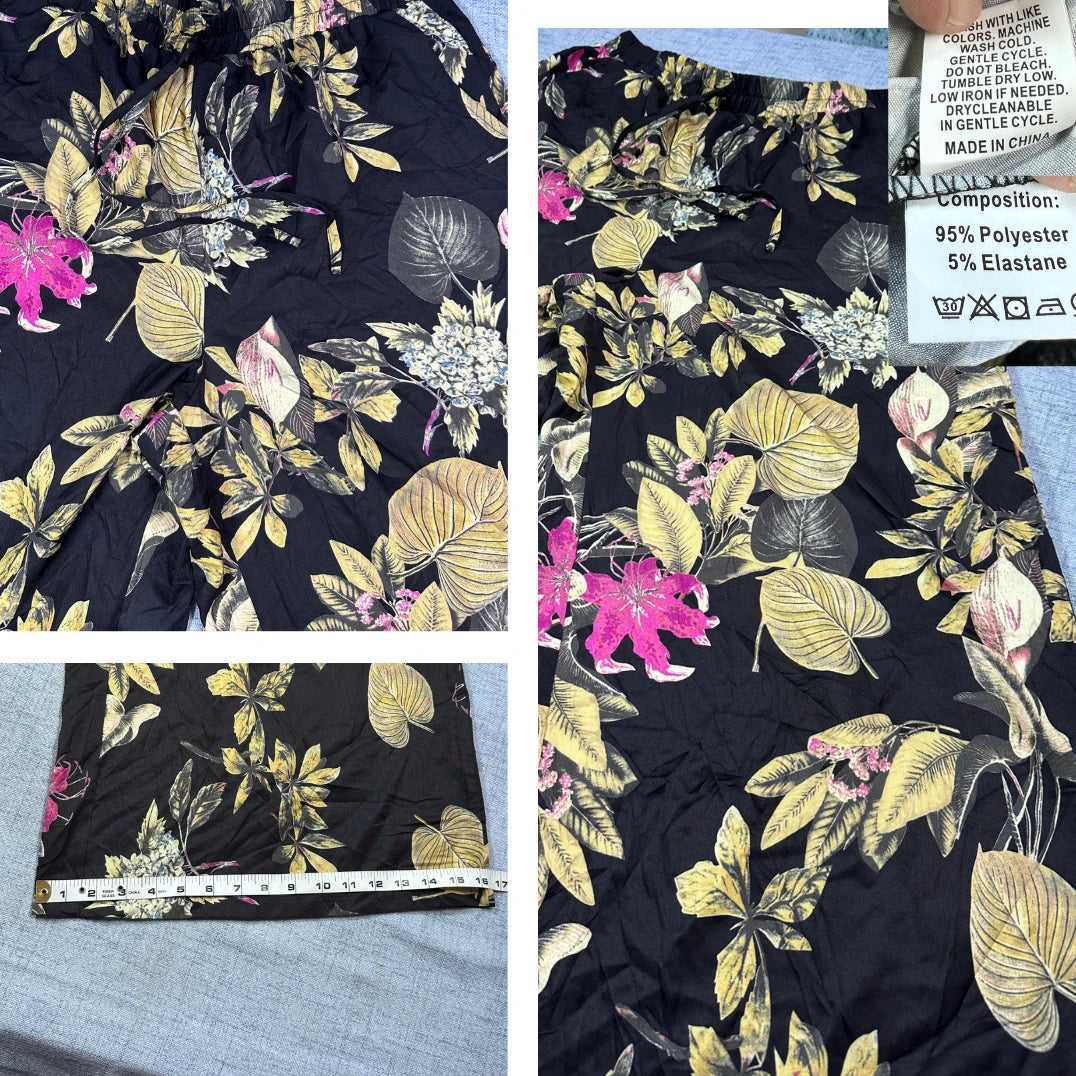 Floral Wide Leg Lounge Pants-XL