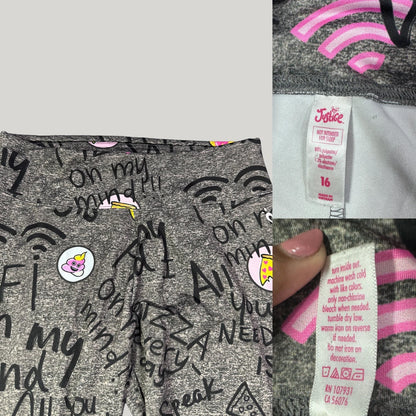 Justice® Grey Printed Leggings Graphic-S