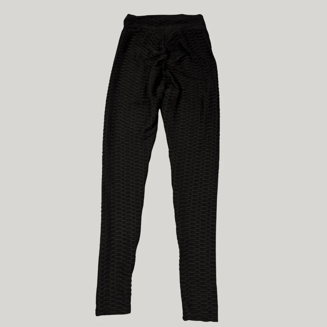 Unbranded Black Textured Leggings Scrunch-XS