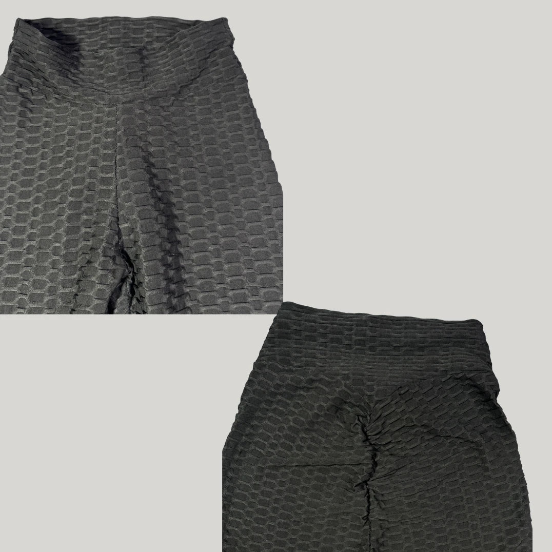 Unbranded Black Textured Leggings Scrunch-XS