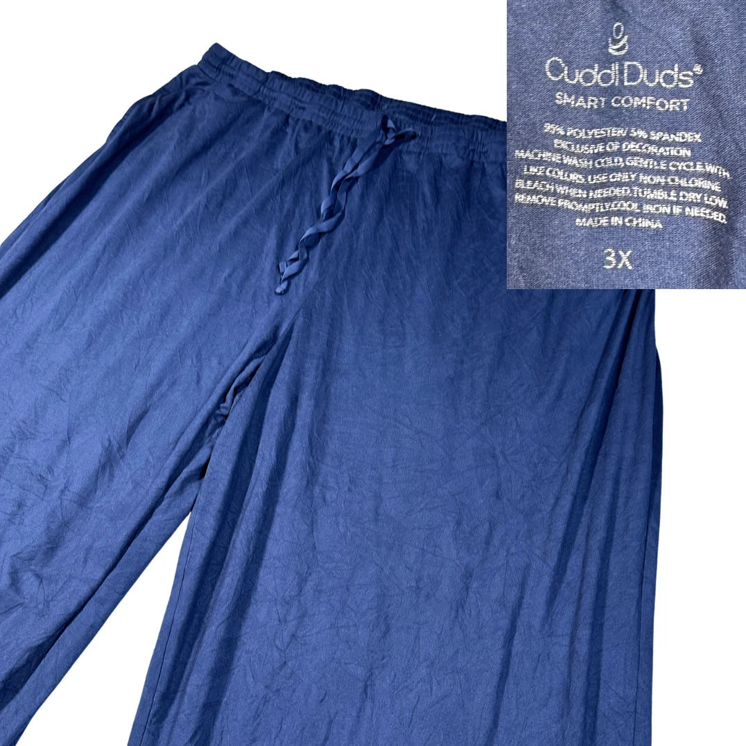 Cuddi Duds® Navy Lounge Pants Wide Leg-3XL