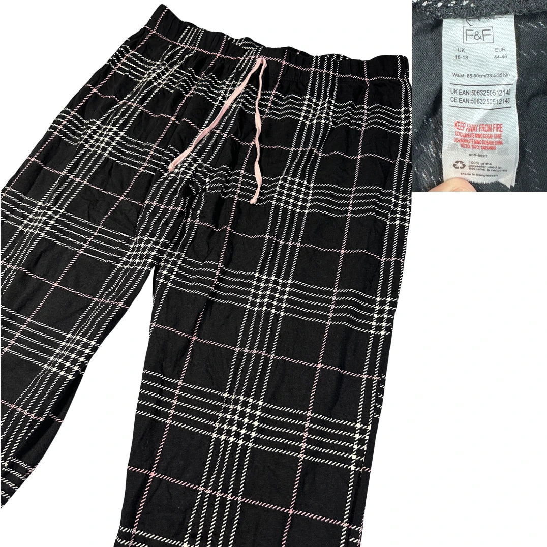 F&F® Black Check Lounge Pants Drawstring-XL