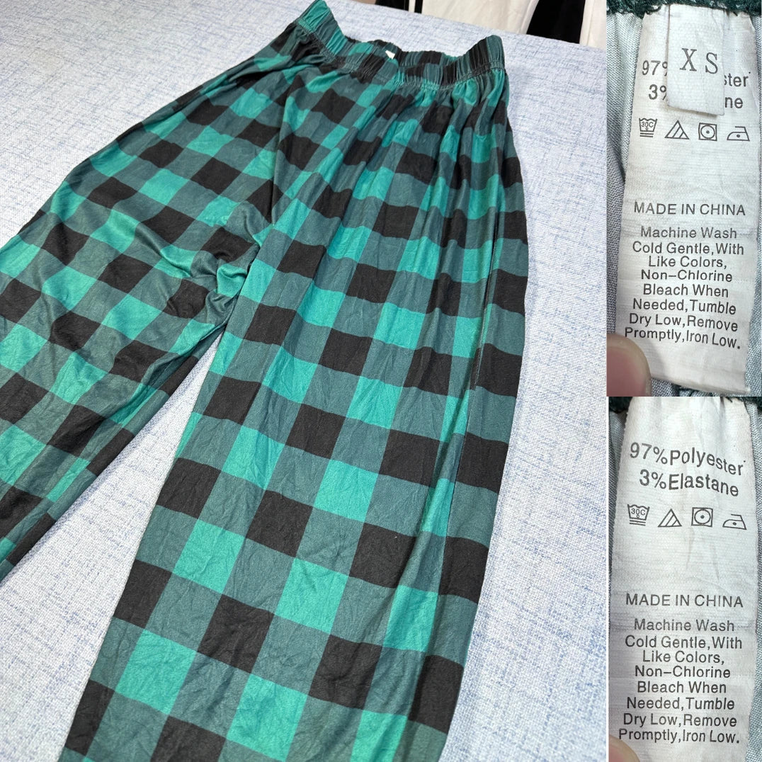 Unbranded Green Check Lounge Pants-XS