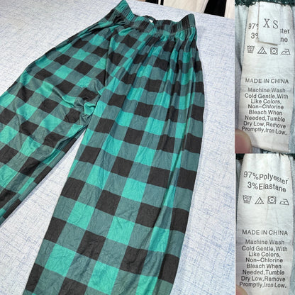 Unbranded Green Check Lounge Pants-XS