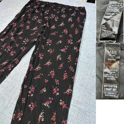 M&S® Black Floral Lounge Pants-L