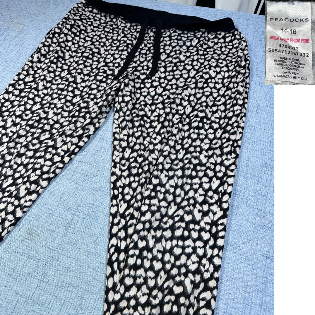 Peacocks® Black Lounge Pants Animal