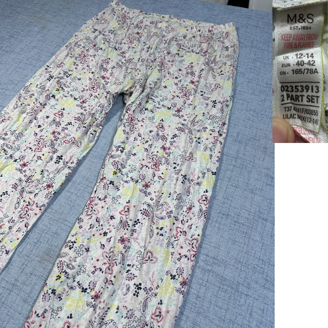 M&S® Lilac Pajama Pants Floral-L