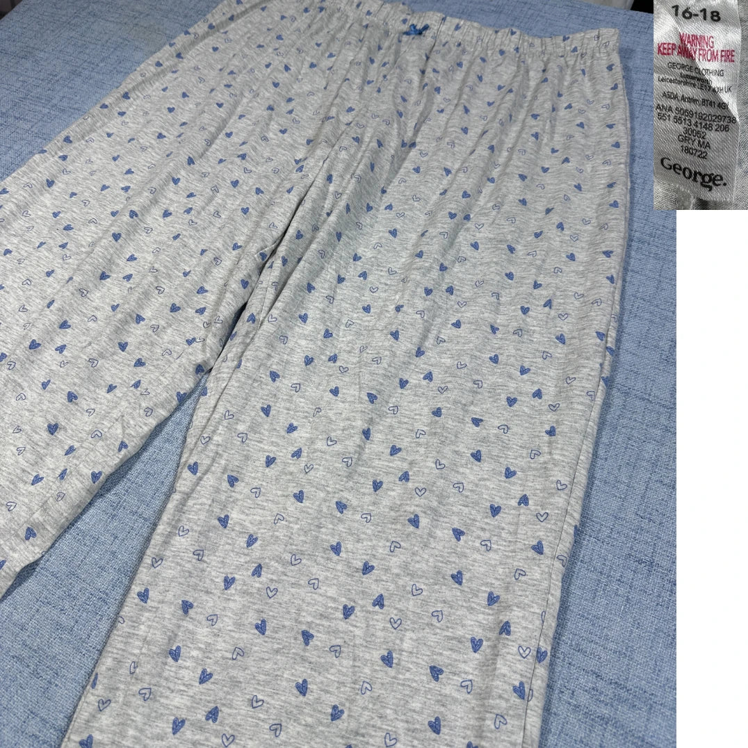 George® Grey Pajama Pants Heart-L