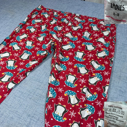Unbranded Red Pajama Pants Penguin-XL