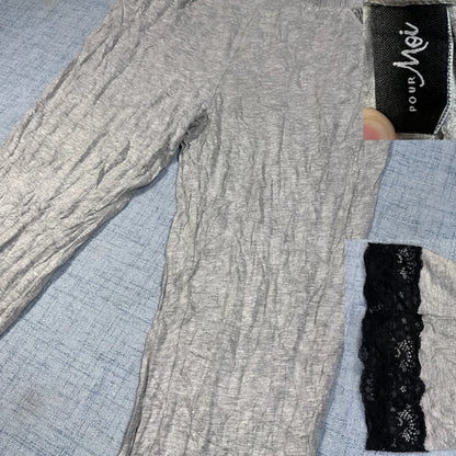 Pour moi®your Grey Lace Trim Lounge Pants-M