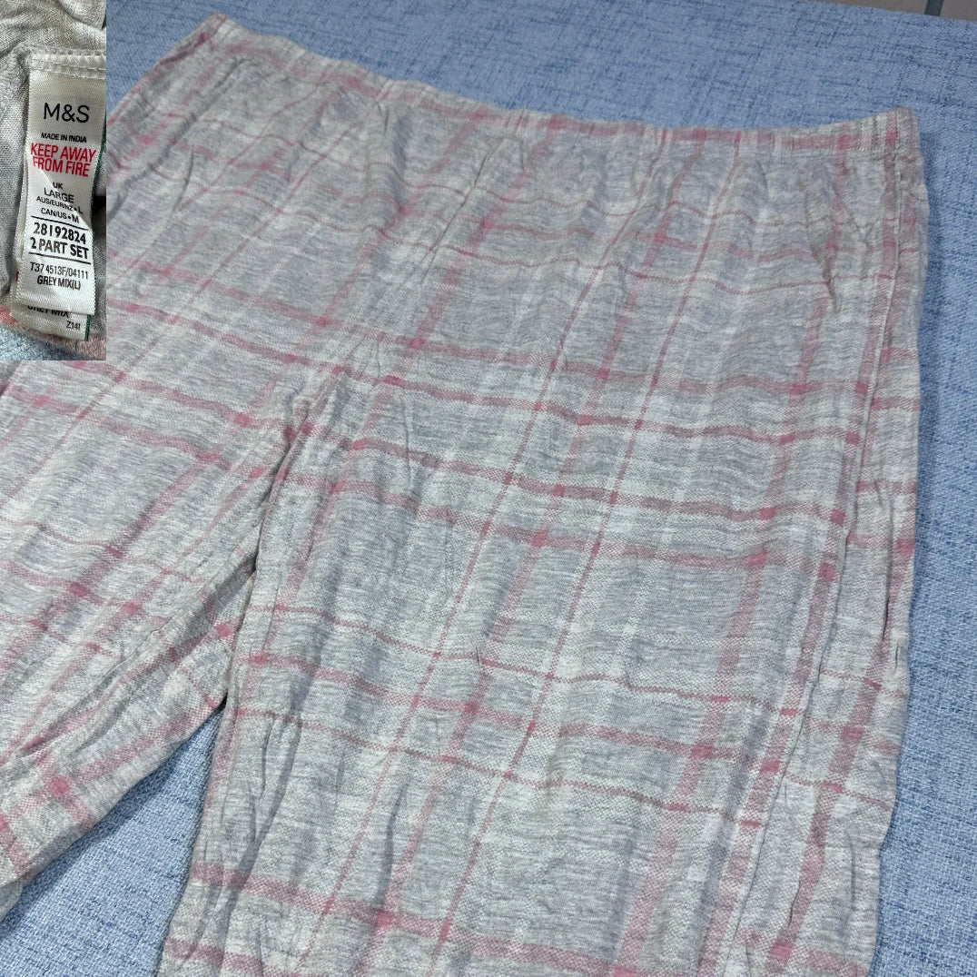 M&S Grey Women's Check Pattern-L Ladies Bottom