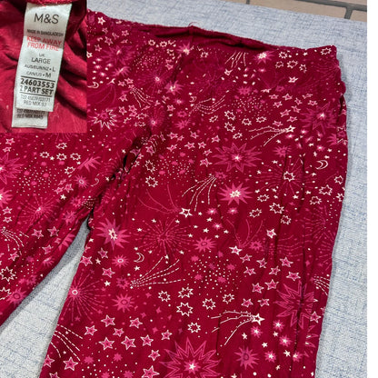 M&S Red Women's Star Print-L Ladies Bottom