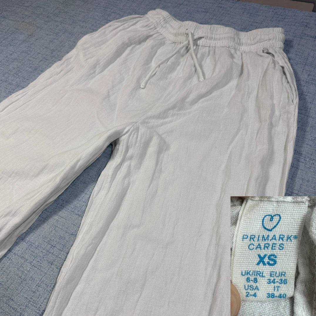 Primark® White Wide Leg Lounge Pants-XS
