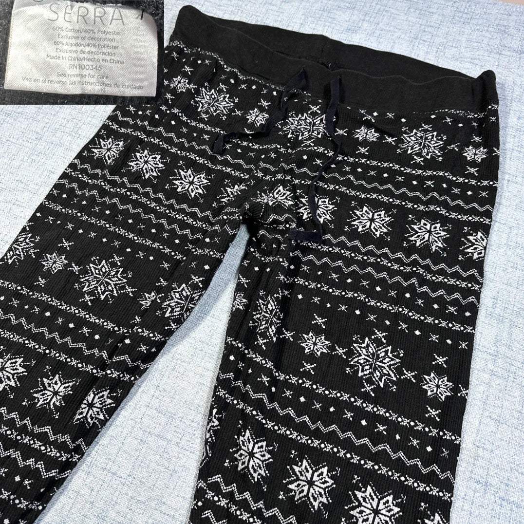 Serra® Black Lounge Pants Snowflake-L