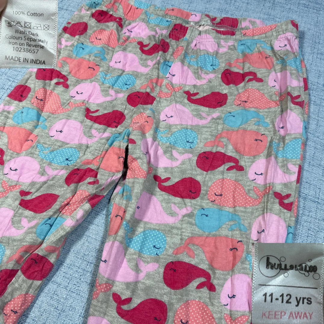 Hullalaloo® Grey Pajama Pants Whale Print-S