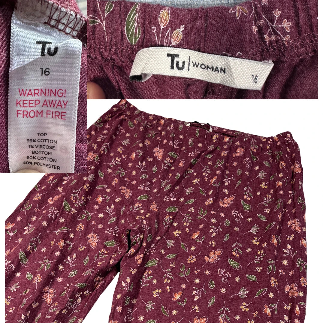 Tu® Burgundy Pajama Pants Floral-M