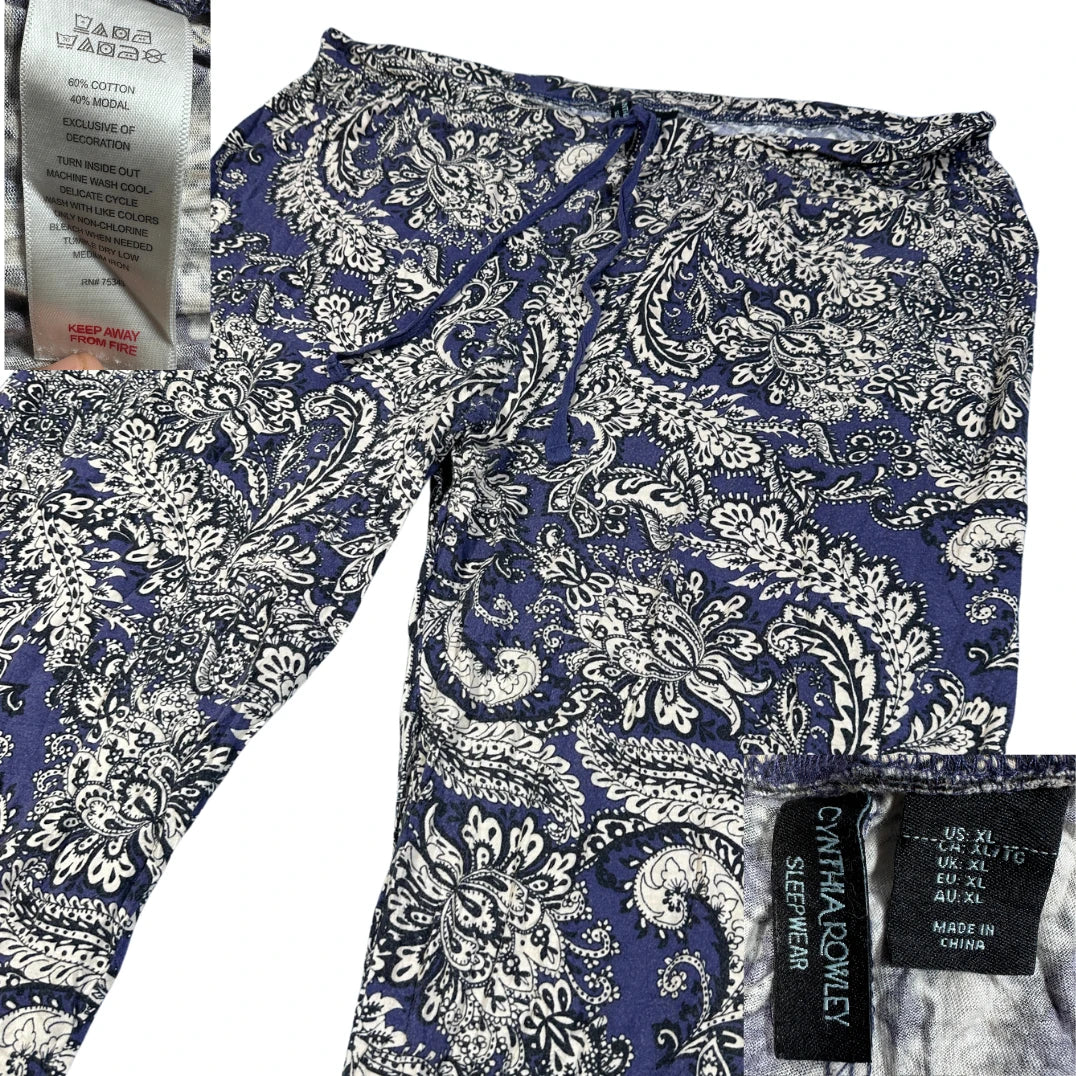 Cynthia Rowley® Blue Sleep Pants Paisley-XL