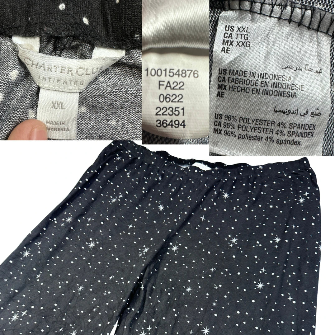 Charter Club® Black Pajama Pants Starry-2XL