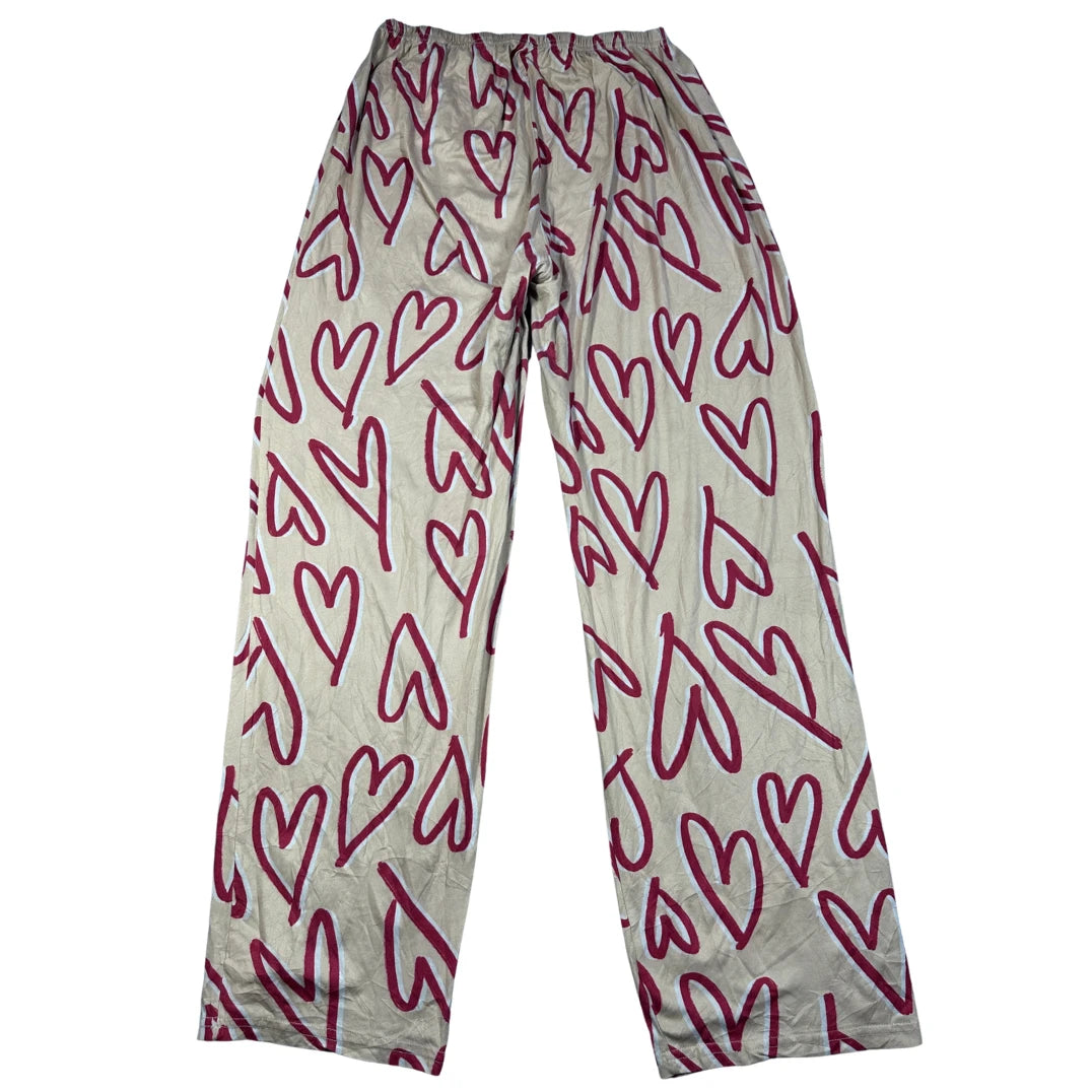 Shein X® Cream Pajama Pants Heart-L