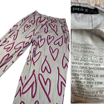 Shein X® Cream Pajama Pants Heart-L