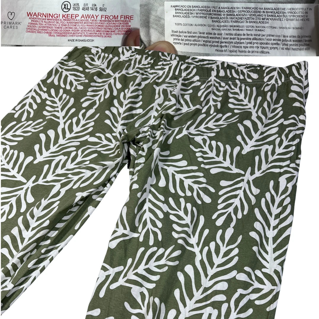 Primark® Green Leaf Print Pants-XL