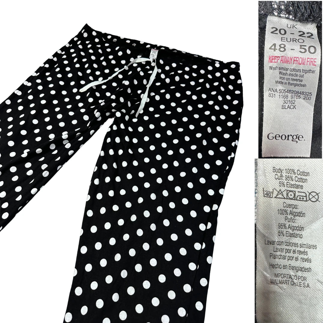 George® Black Polka Dot Joggers-2XL