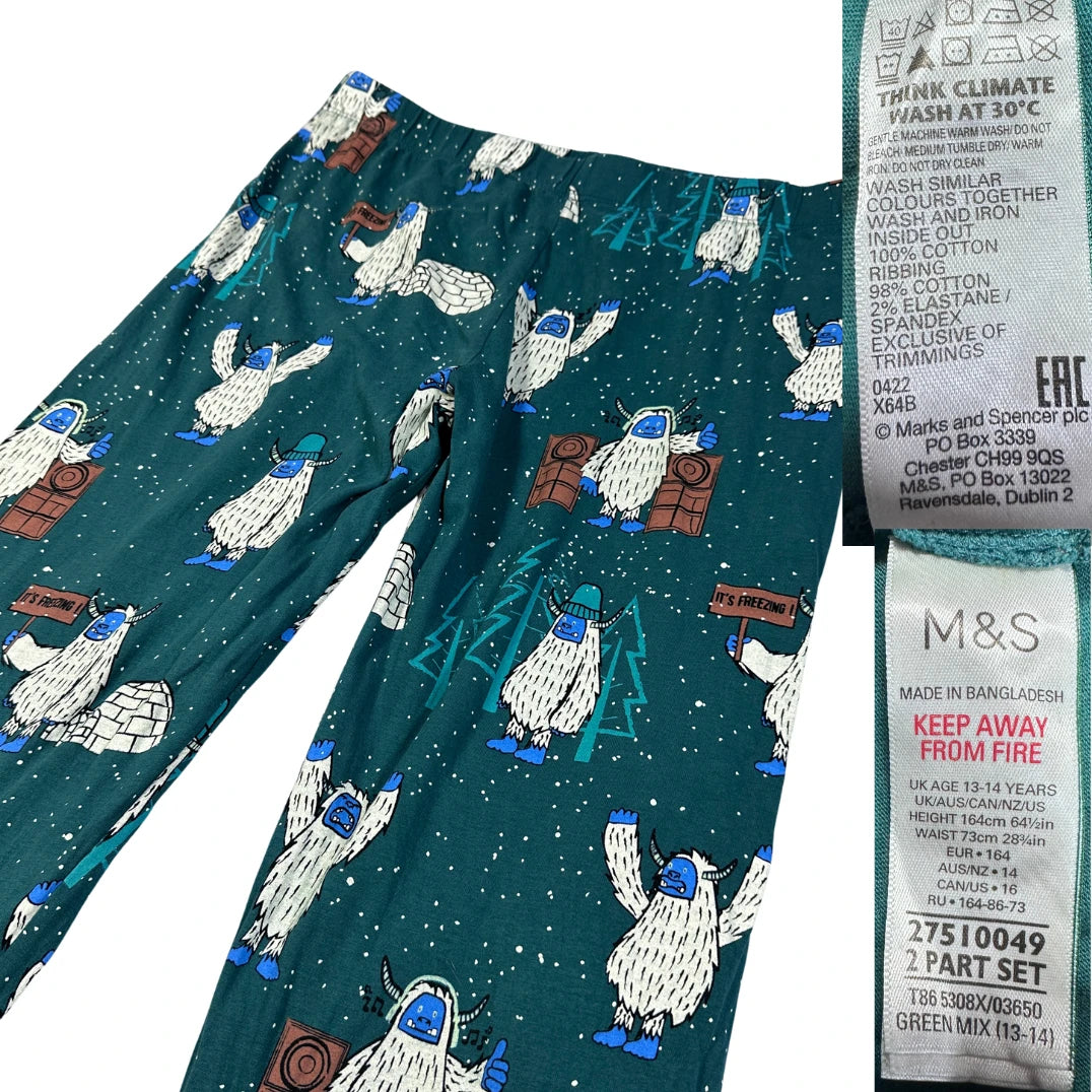 M&S® Green Printed Pajama Pants-M