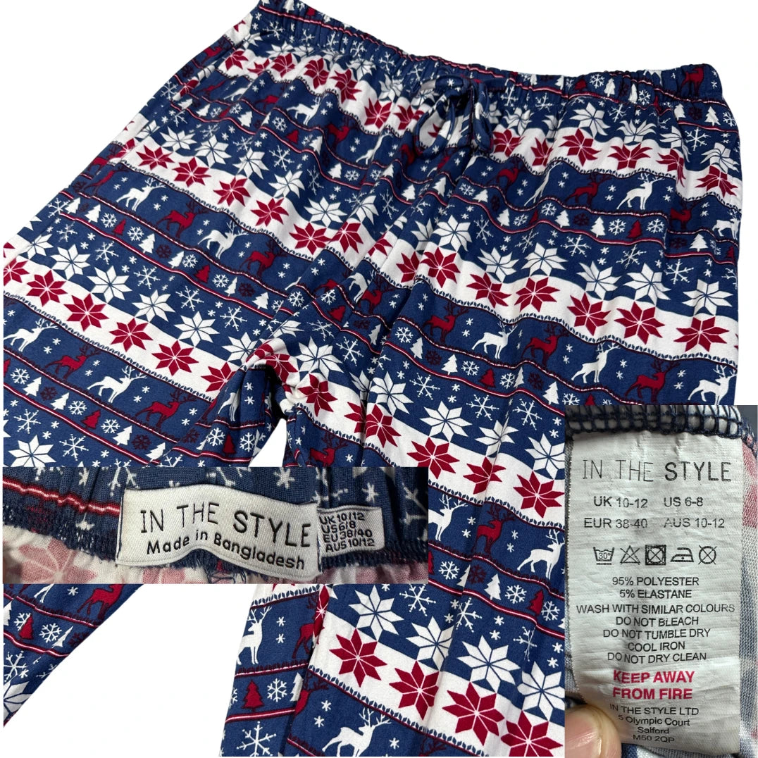 In The Style® Blue Pajama Pants Festive-M