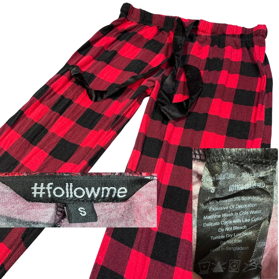 Follow Me® Red Pajama Pants Checkered-S
