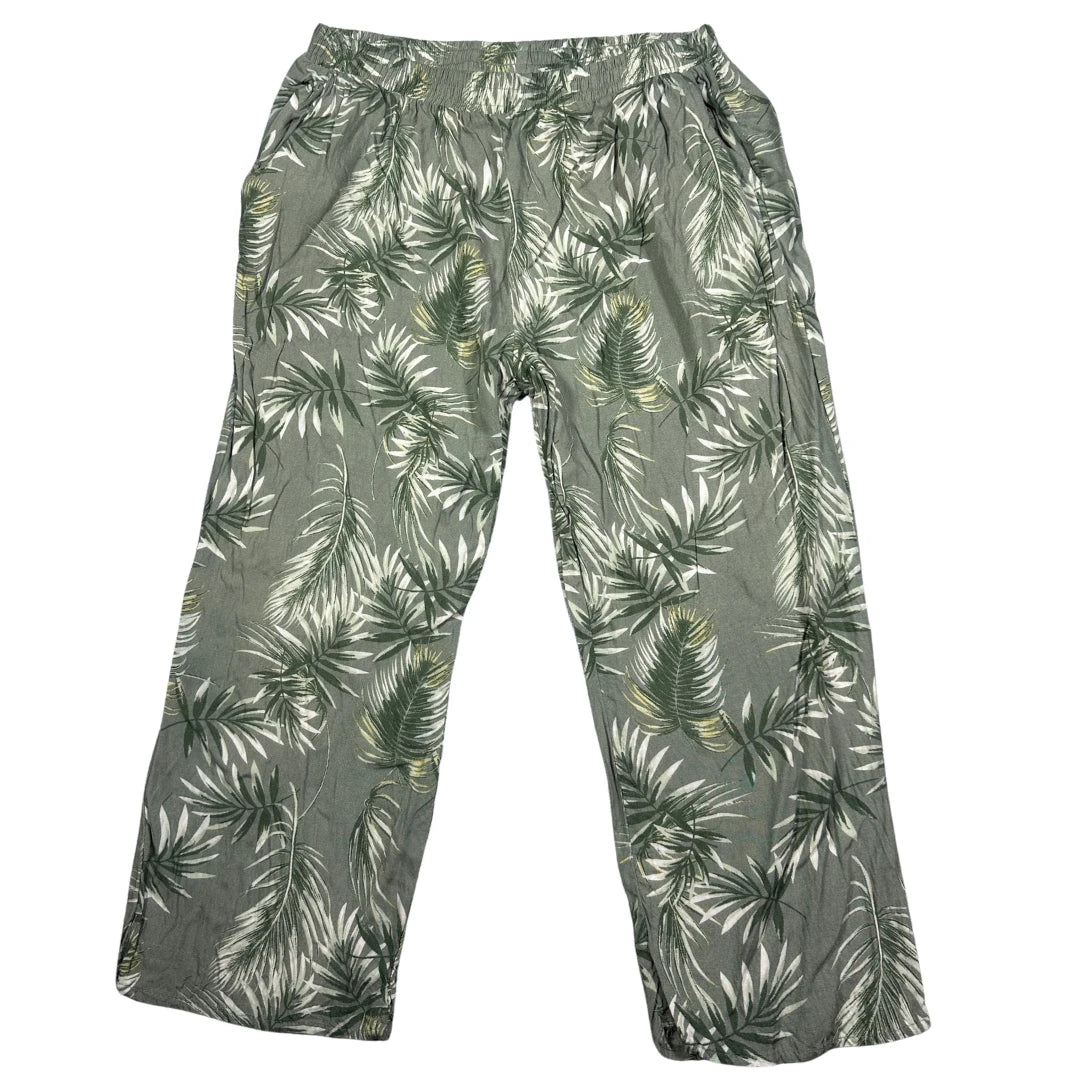 Janina® Olive Leaf Print Trousers-S