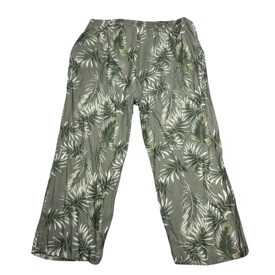 Janina® Olive Leaf Print Trousers-S