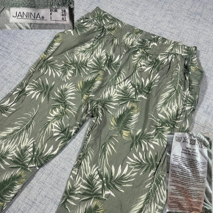 Janina® Olive Leaf Print Trousers-S