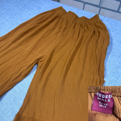 Modern Walk® Brown Tiered Palazzo Pants-XL