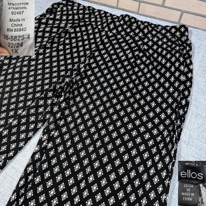Ellos® Black Geometric Lounge Pants-XL