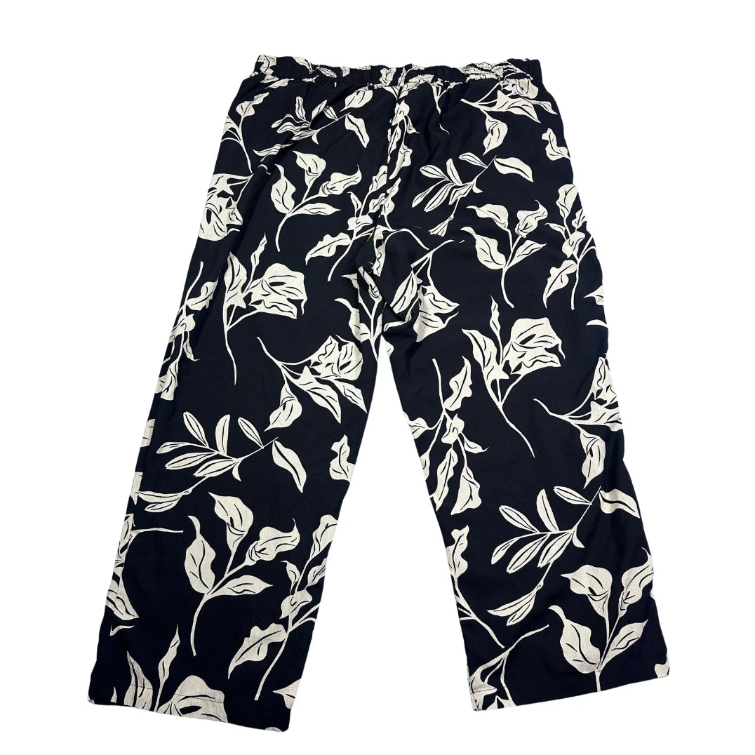 Flash® Black Lounge Pants Floral-4XL